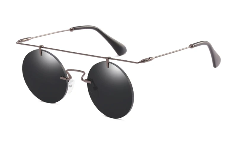 Gun gray w black LEIDISEN солнцезащитные очки без оправы стимпанк модные летние стильные винтажные очки UV400 круглые оттенки мужские и женские брендовые дизайнерские очки - Цвет линз: Gun gray w black