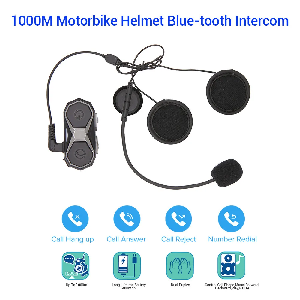 BOBLOV WT005 длинный диапазон 1 км мотоцикл Bluetooth беспроводной шлем гарнитура наушники домофон 3,0+ EDR A2DP колонки домофон