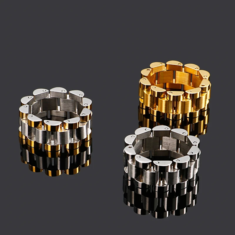 10mm Stainless Steel Ring Speedometer Wedding Party Fashion Rings Bike Chain Link Men Women Finger Rings Jewelry Gift