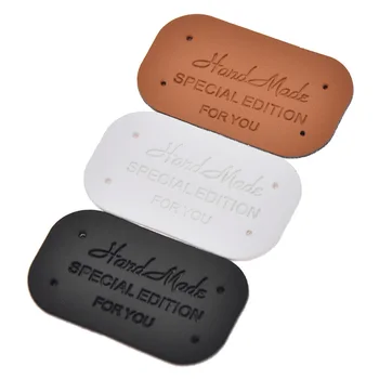 

24pcs Personality Letter Printed Quilting Craft Leather Labels For DIY Handmade Clothing Jeans Bags Accessories Materials