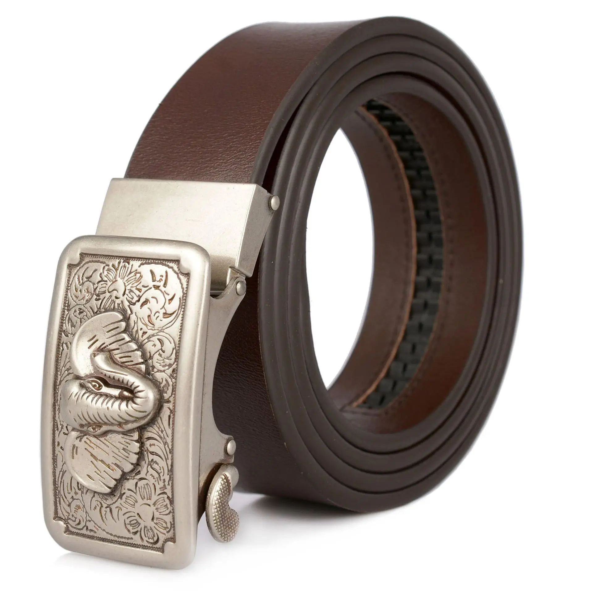 Ремень мужской деловой из натуральной воловьей кожи с автоматической