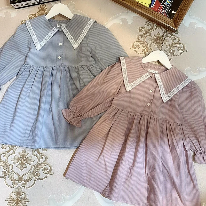 

559F Embroidery Striped Princess Toddler Baby Girl Christmas Dress Fall Winter Party Kid Dress ForGirl Thanksgiving Baby Clothes