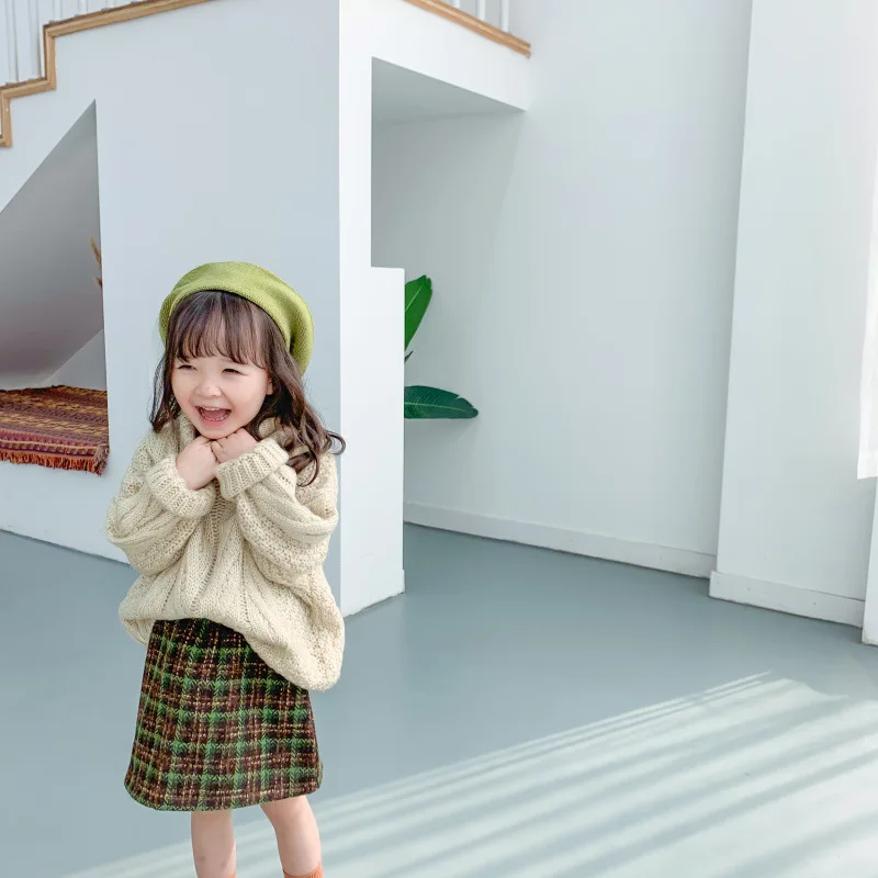 Autumn And Winter Girls High Collar Sweater Western Style Sweater Korean-style Girls High Collar Versitile Tops Solid Color