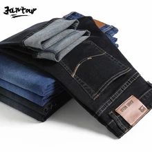 Осень зима мужские модные черные синие джинсы мужские повседневные тонкие Стрейчевые джинсы классические из денима брюки размера плюс 28-35-40