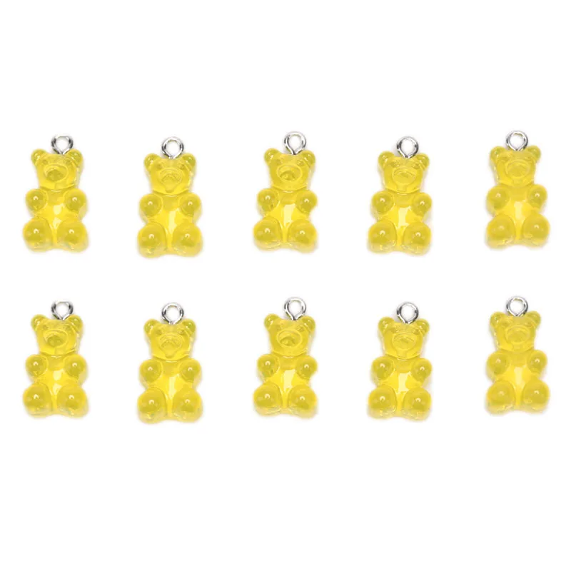 AS PIC 10pcs Cute Gummy Bear Charms Flat Back Resin Charms Necklace Pendant Earring Charms For DIY Decoration 1*1.7cm - Color: AS PIC