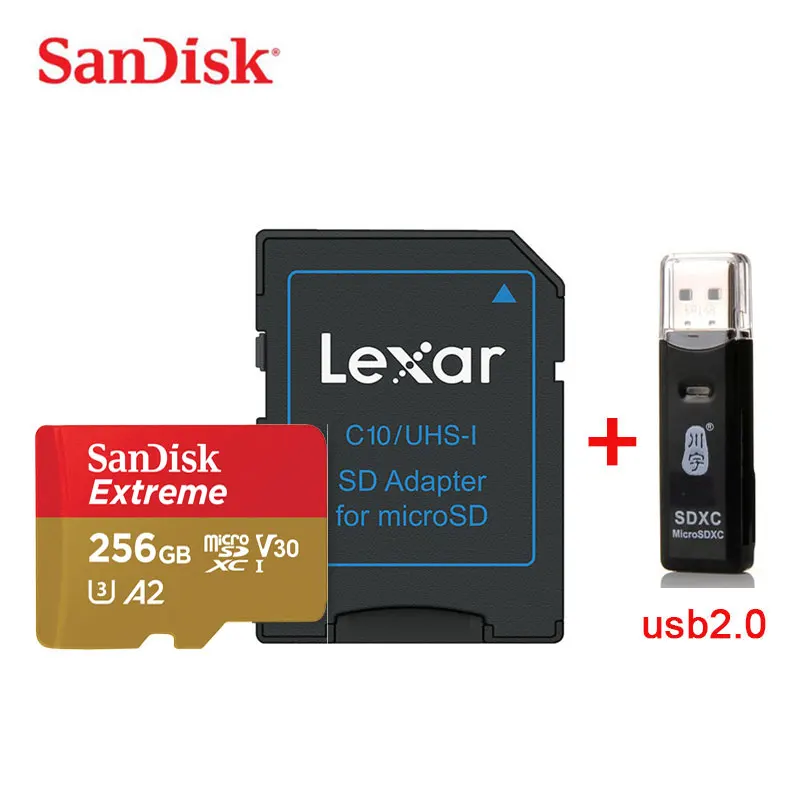 256GB-usb2.0 Карта памяти micro SD Экстрим micro SD UHS-I карта Дрон TF карта памяти motion камера A2 V30 U3 32 ГБ 512 Гб 400 Гб 256 ГБ 64 Гб 128 ГБ - Емкость: 256GB-usb2.0