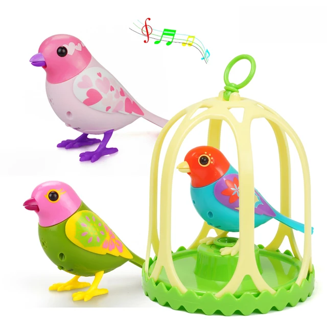 Electric Bird Talking Parrot Birds Intelligent Pets Sound Whistle Induction Concert Bird with Cage Kids Toys For Children 6