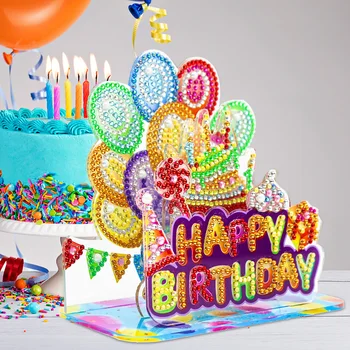 

DIY Special Shaped Diamond Painting 3D Happy Birthday Ornament Diamond Embroidery Kit Home Decoration Craft Gift