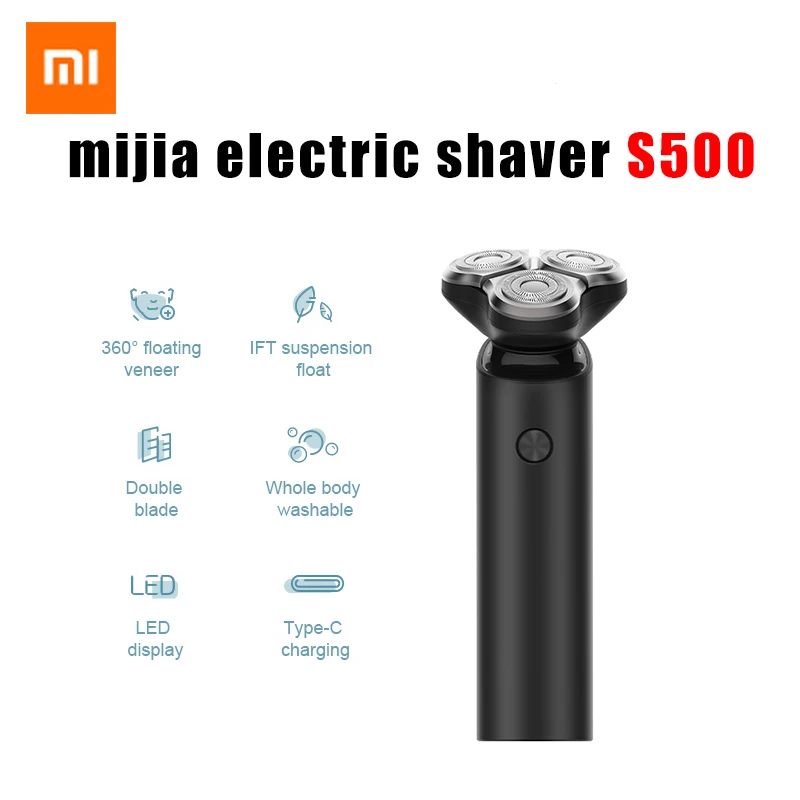 Оригинальный Xiaomi Mijia электробритва S500 бритва 3 головки Сухой Влажной бритвенный