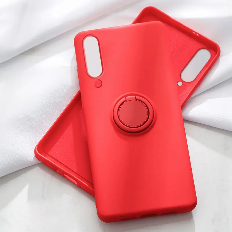 Red Противоударный силиконовый чехол с металлическим кольцом для Xiaomi mi 9 SE mi 9, подставка с держателем, силиконовая задняя крышка на Xiaomi mi 9 SE, чехол s xio mi 9 - Цвет: Red