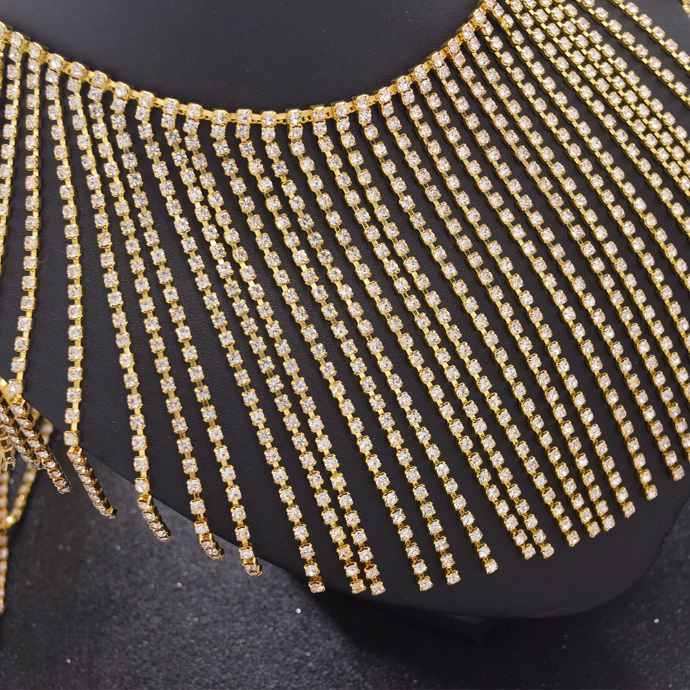 Tassel rhinestones trim sew on appliques (9)