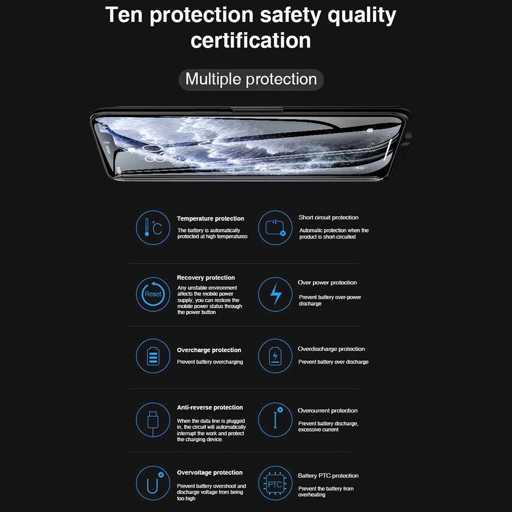 10000 мАч для Iphone 11 11 Pro 11 Pro Max чехол для аккумулятора Внешнее зарядное устройство Внешний аккумулятор