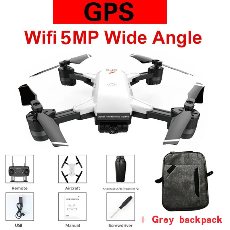 OTPRO H19S gps 5G WiFi FPV 2MP/5MP HD камера 18 минут время полета складной Радиоуправляемый Дрон Квадрокоптер RTF детские игрушки для новорожденных подарок vs XS812 - Цвет: drone grey backpack
