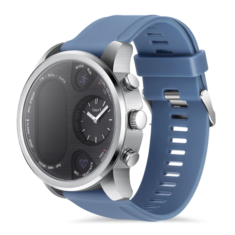 Мужские Смарт-часы 5А ТМ, водонепроницаемые, пульсометр, Bluetooth, фитнес-трекер, двойное время, Смарт-часы в деловом стиле - Color: Blue