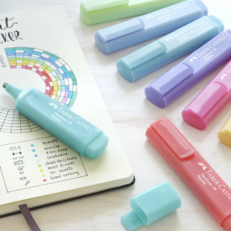 New Faber Castell Pastel Highlighter Pen Fluorescent Markers Mildliner Soft Multicoloured Pen Kawaii Stationery Art Supplies