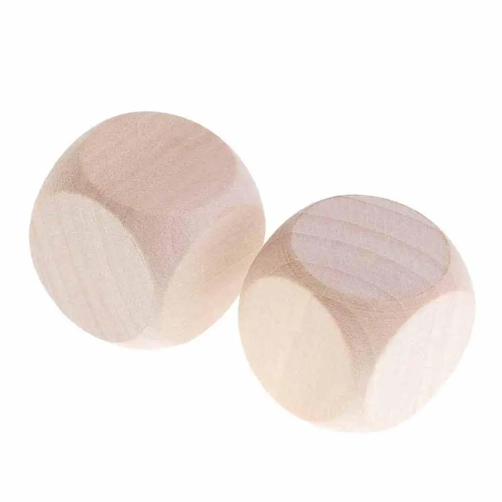 2 шт. Деревянные белые игральные кости шестисторонняя деревянная модель