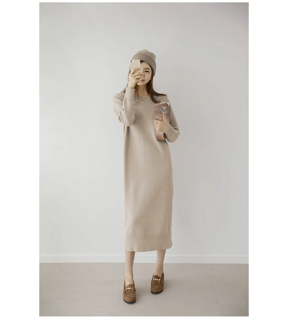 Light khaki Joinyouth женский свитер, корейские пуловеры, свободные, с разрезом, модные, дикие, длинные, вязанные,, новинка, Джерси, Mujer, одноцветные, тянутся, Femme, мягкие, 089 - Цвет: Light khaki