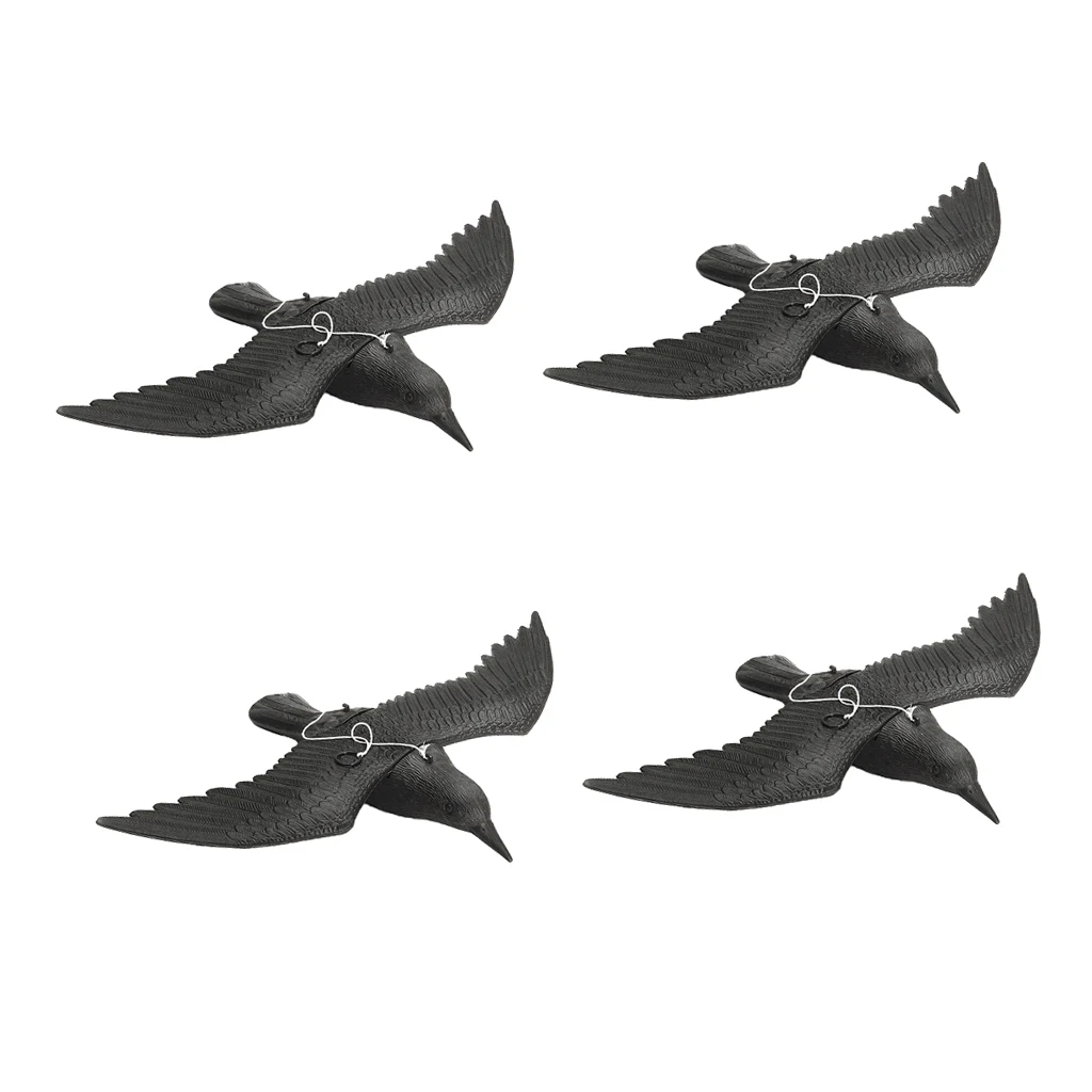 4pc 15'' Life-Size Outdoors Floating Decoy Fishing Hunting Decoy Flying Crow