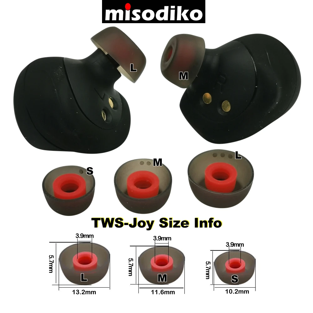 Силиконовые наконечники для наушников misodiko TWS-Joy ДЛЯ Jabra Elite 75 t, Elite 65 t/Active/Sport, Evolve 65 t, Creative Outlier Air/Gold