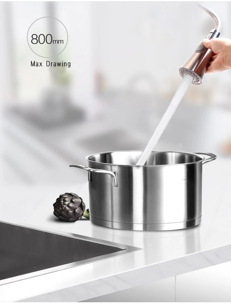 Grifo Lavabo, смеситель для кухонной раковины, смеситель для горячей и холодной воды, вращающийся на 360 градусов, Матовый кран, выдвижной кран, смесители из нержавеющей стали, настенное крепление, опрыскиватель K8