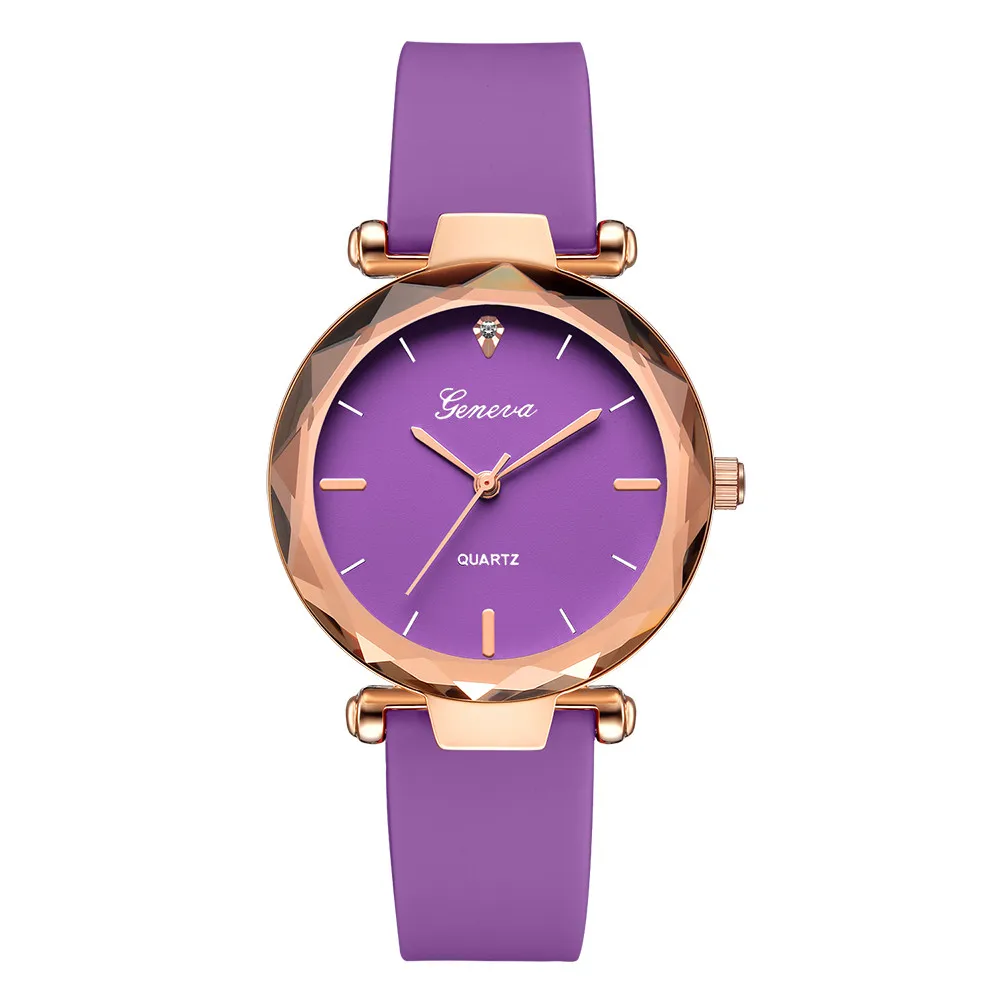 Женские часы с силиконовым браслетом, модные женские модельные часы, женские часы с силиконовым аналоговым браслетом, кварцевые часы, подарок, новинка - Цвет: puple