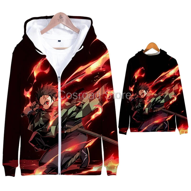 Cosroad Tanjirou Nezuko Kamado толстовки с капюшоном «Demon Slayer Kimetsu no Yaiba», костюмы для косплея, куртка с 3D принтом, Свитера с капюшоном на молнии