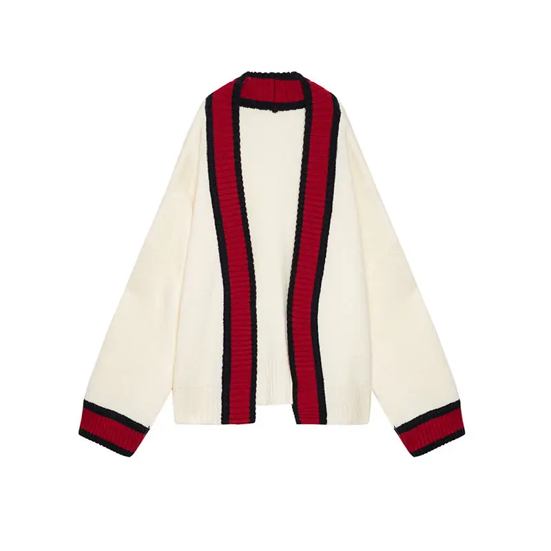 Длинный кардиган VintageRed женский повседневное вязаное Свободное Женский свитер Дамская мода осень теплый стиль пальто девушка высокий уличный