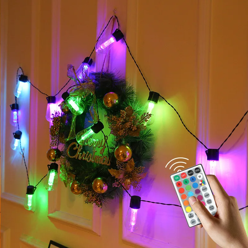 2022 New String Lights 16 Color Change Remote RGB USB Bulb Fairy Light For Home Party Garden Bedroom Christmas Decor Lamp | Освещение