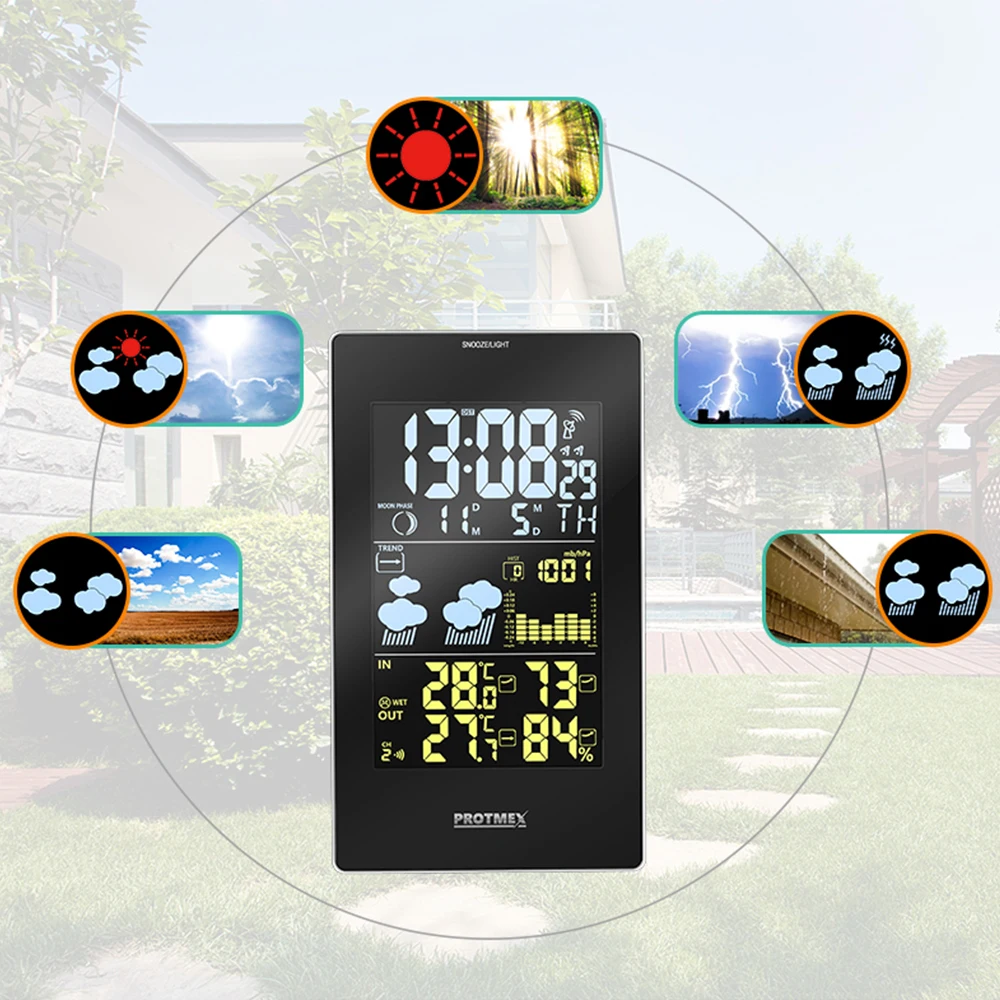 Беспроводная метеостанция, 3352C Цифровая метеостанция, гигрометр, цветной ЖК-дисплей с наружным датчиком