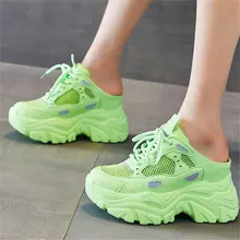 

Creepers Fashion Sneakers Women's Cow Leather Sandals Platform Mules Creepers Increasing High 34 35 36 37 38 39