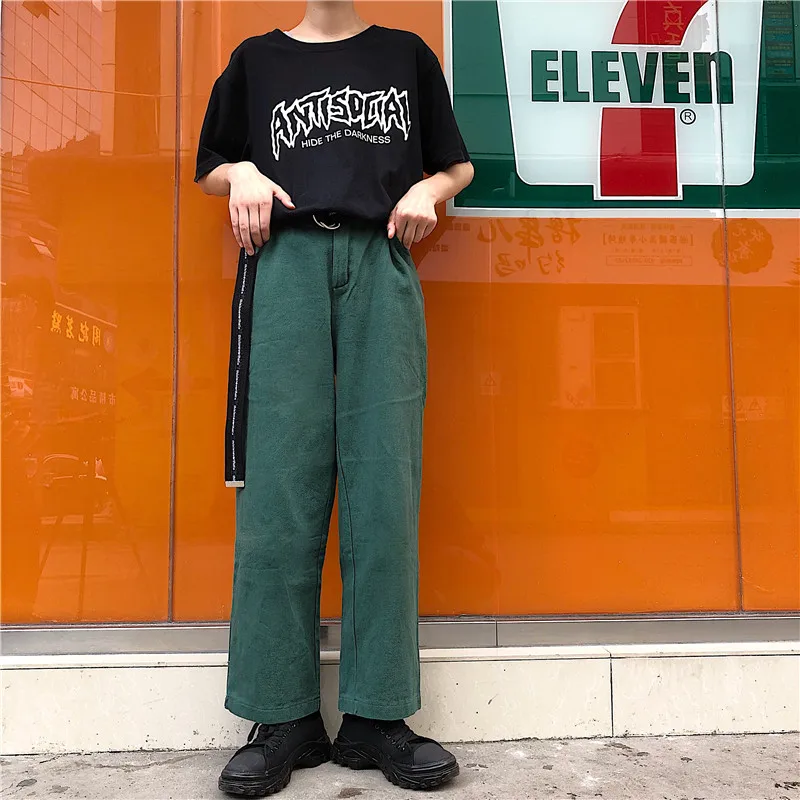 Neploe Harajuku, женские джинсы с высокой талией, винтажные, на молнии, с карманами, штаны, корейские, повседневные, BF, женские, мужские, широкие брюки, 80581
