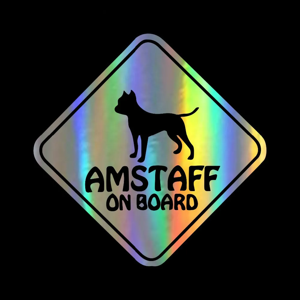 

Personalized Amstaff on Board Vinyl Car Body Window Dog Warning Car Bumper Sticker Accessories PVC 15cm X 15cm Car Window Decal