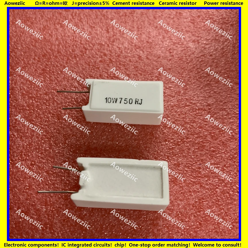 

10 шт 10W750RJ фотовертикально-цементное сопротивление 10 Вт 750 Ом 750R 750RJ 10W75 0R керамическое сопротивление точность 5% Сопротивление мощности