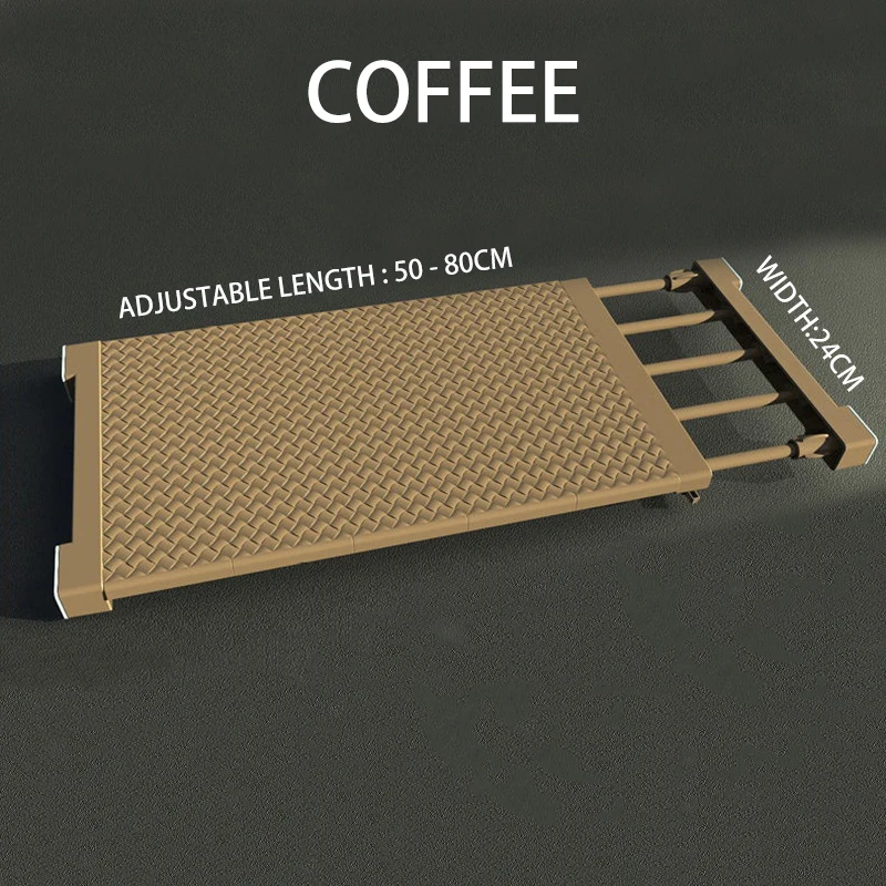 Coffee 50-80cm 24cm Регулируемый шкаф, органайзер для хранения, полка настенная, сделай сам, шкаф/одежда/кухонные держатели для хранения, стойки, пластиковый слой/разделители - Цвет: Coffee 50-80cm 24cm