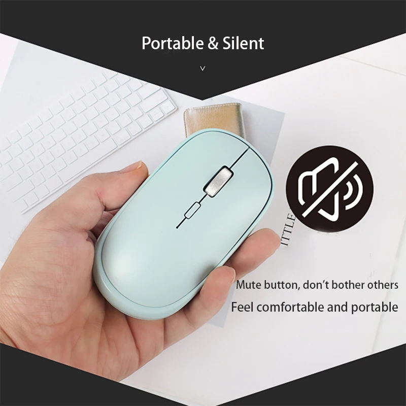Беспроводная мышь с Bluetooth, двойной режим, беспроводная мышь для ПК, бесшумная эргономичная портативная мышь для ноутбука, Camputer, Mac, Windows