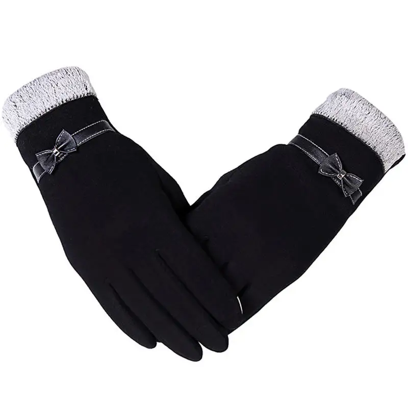 Black Бренд, женские зимние перчатки, модные, для смартфона, экран, наручные перчатки для женщин, Gants Femme Luvas De Inverno - Цвет: Black