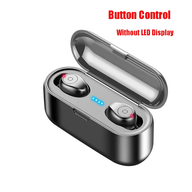 TWS mini 5,0 Bluetooth наушники 8D стерео гарнитуры настоящие Беспроводные наушники с дисплеем питания 2600 мАч зарядный чехол earburds - Цвет: Button black