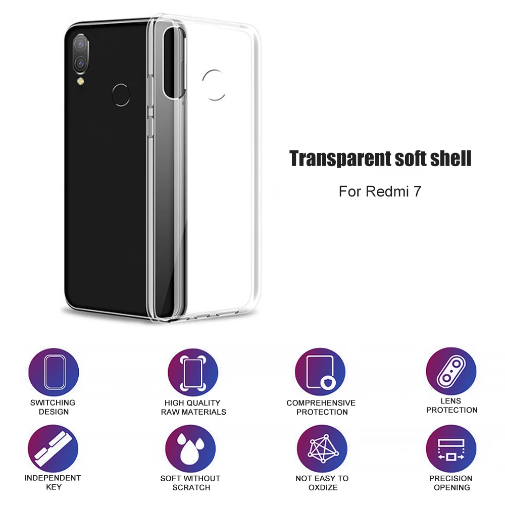 

For Xiaomi Redmi Note 7 8 Case Cover Silicone Shockproof Redmi 7 Note 7 8 Pro Transparent Protective case for red mi 8 note 8T