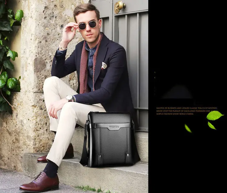 crossbody bag homens saco masculino de couro com zíper Pu