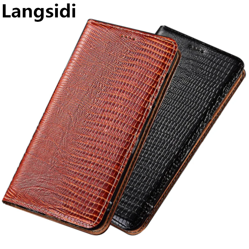 

Lizard Pattern Genuine Leather Magnetic Holder Phone Bag For OnePlus 7T Pro/OnePlus 7T Flip Cover Card Slot holder Capa Funda