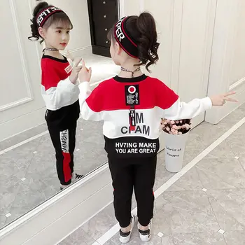 

Girls Sports Suits Lace Girls Clothing Sets Sweatshirt + Pants Spring Autumn Kids Girls Outfit Clothes Age 4 6 8 10 12 14 Year