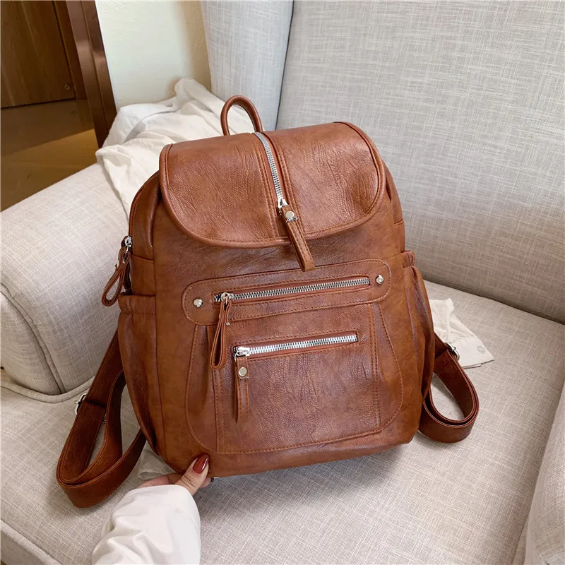 Модный кожаный женский рюкзак, сумки через плечо для отдыха, Mochila Feminina, вместительная школьная сумка для девочек