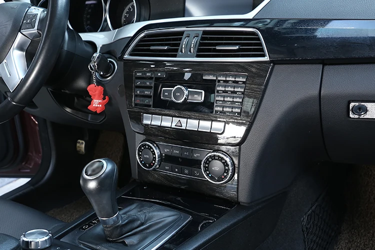 Черное дерево зерна для Mercedes Benz C Class W204 2011-2013 Автомобильный мультимедийный переключатель панели наклейки аксессуары