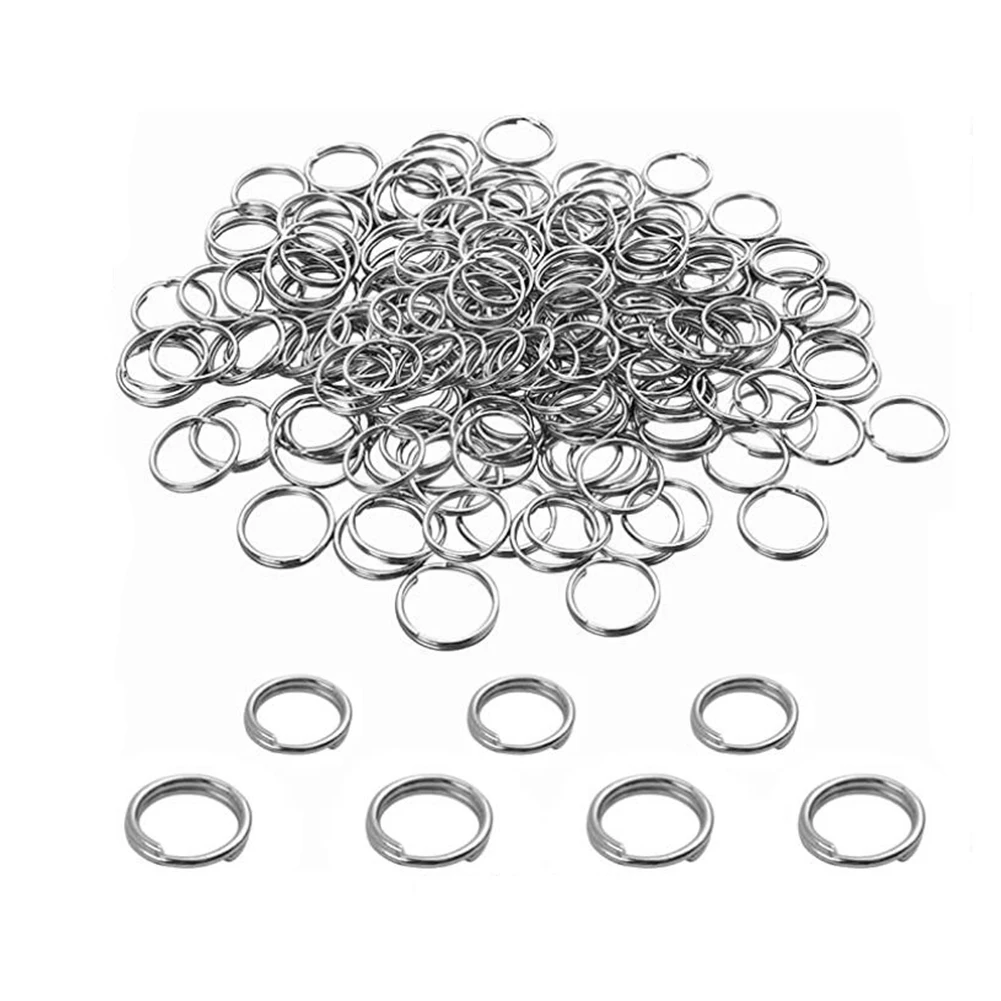 200 Stück Edelstahl-Schlüsselanhänger, offene Ringbügel, doppelte Schlaufen, runde Sprengringe, Verbindungsstücke für die Schmuckherstellung, 5, 6, 8, 10, 12, 15 mm – Detail 4