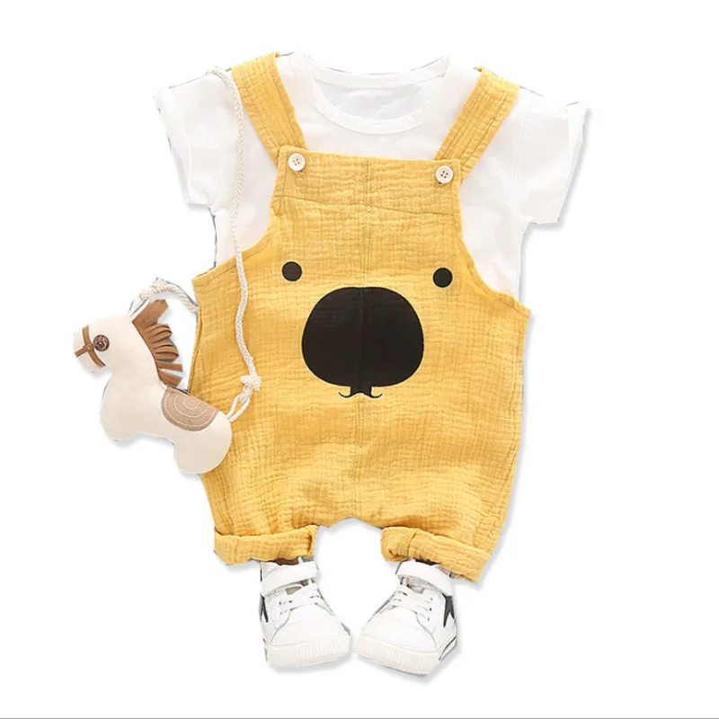 

New Summer Baby Clothes Suit Children Boys Girls Cartoon T Shirt Strap Shorts 2Pcs/sets Toddler Casual Clothing Kids Tracksuits