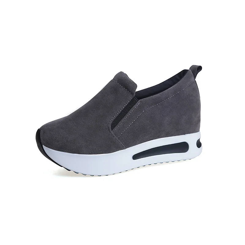 Gray Прямая поставка женский лоферы на плоской платформе tenis feminino; женская обувь из флока; сезон весна-осень; повседневная обувь без застежки; GZSTM46 - Цвет: Gray
