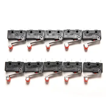 

New 10pcs/lot AC 125V-250V Micro Roller Lever Arm Normally Open Close Limit Switches 5A