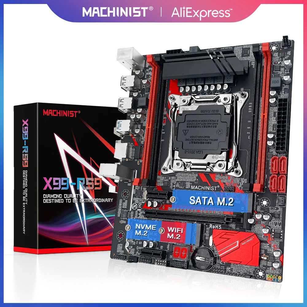 MACHINIST X99 motherboard LGA 2011 3 LGA2011 3 with dual M.2 NVME slot Support four channel DDR4 ECC RAM XEON E5 V3 V4 X99 RS9|Motherboards| - AliExpress