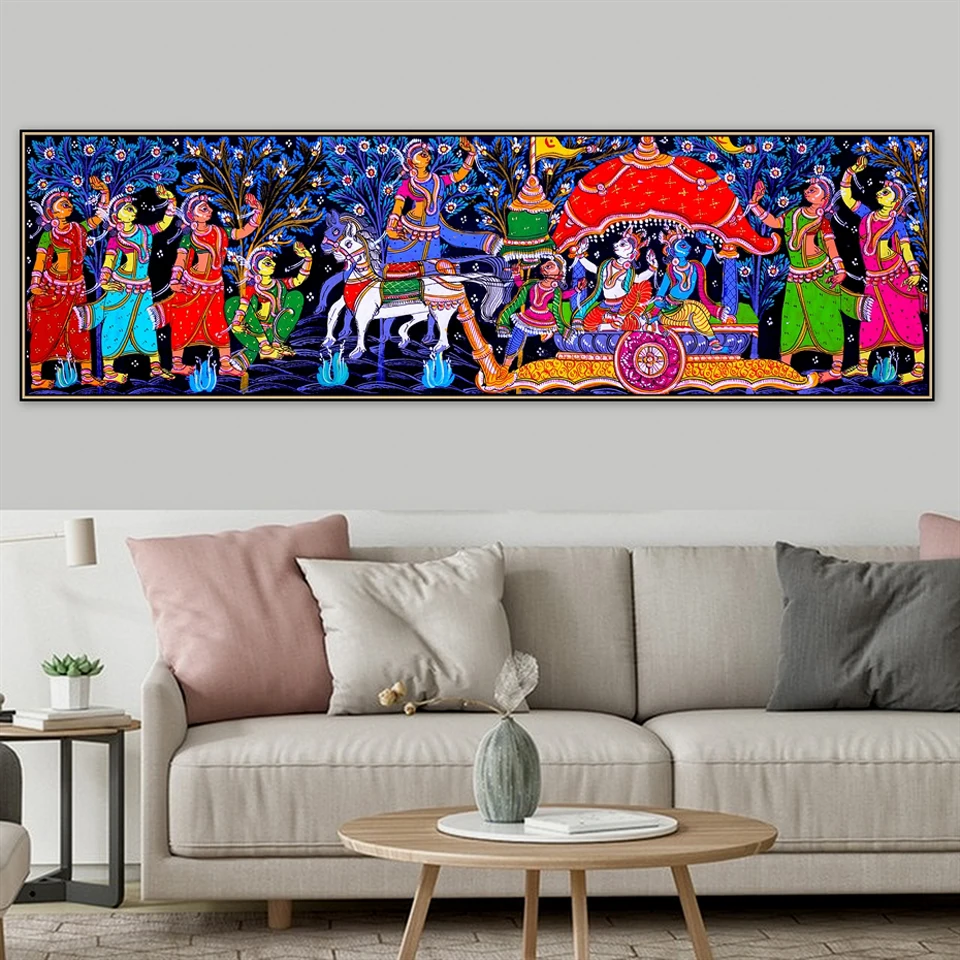 Madhubani Mithila Radha Krishna Gopi Leela Dancing Hindu Religion Handmade diamond Painting cross stitch,5d diamond embroidery