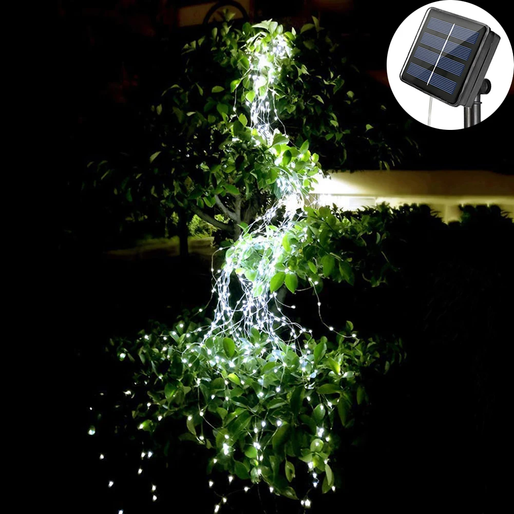 Solar Branch Fairy Lights, Waterfall Vine String Lights Waterproof Hanging Twinkle Fairy Lights Copper Wire LED Solar Lights solar pathway lights Solar Lamps